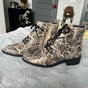 Snakeskin Laced Booties
